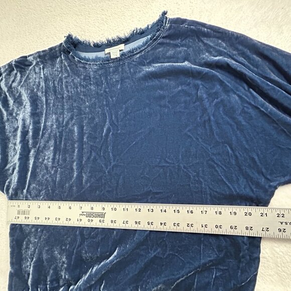 Sundance Womens Alannah Velvet Top PXXS Blue 3/4 Sleeve Fringe Silk Blend NWOT - Picture 7 of 8